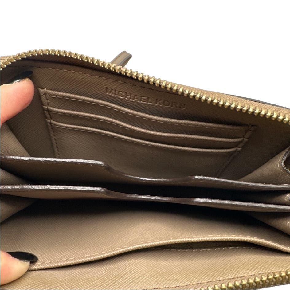 MICHAEL KORS Taupe Medium Zip Around Wallet