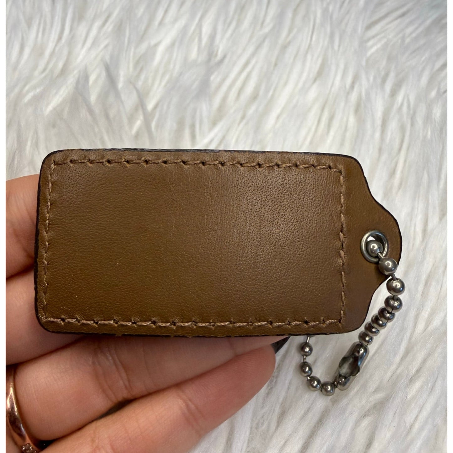 2" COACH Brown Fob Bag Charm Hang tag Hangtag