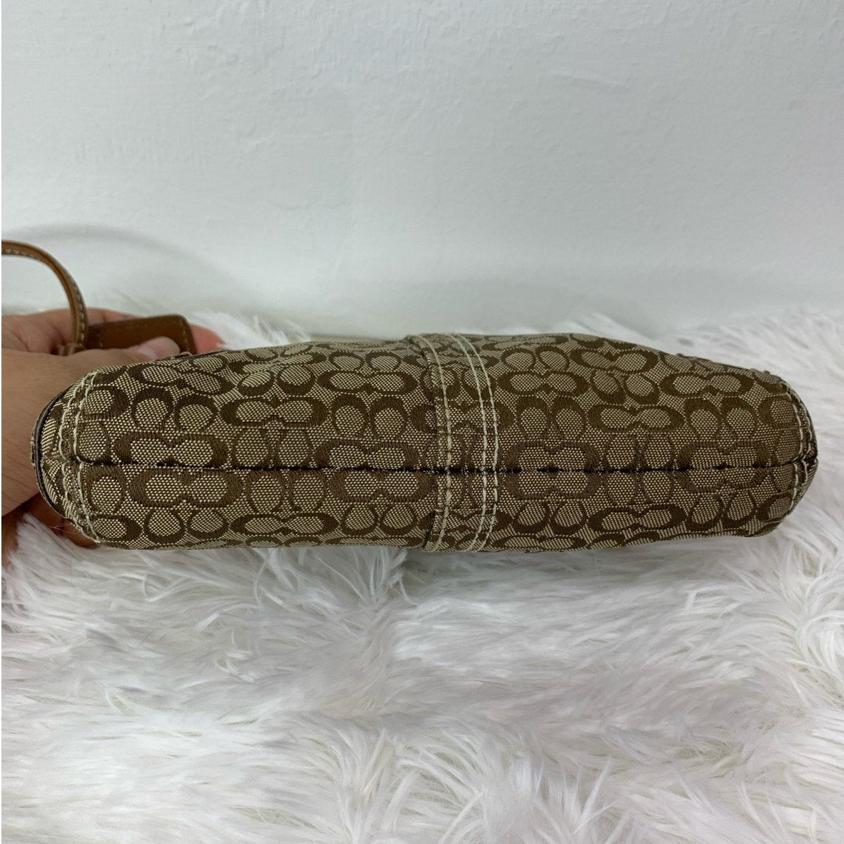 COACH Brown Signature Canvas Wristlet