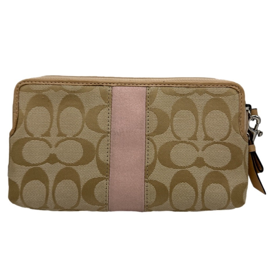 COACH Tan Signature Canvas Wristlet  Wallet