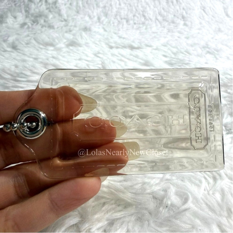 3" COACH Poppy Tan Clear Fob Bag Charm Hang tag Hangtag