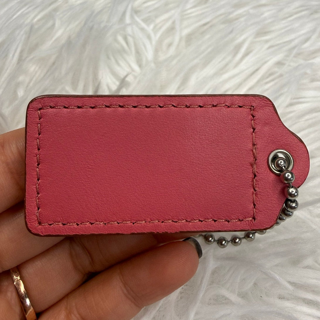 2" COACH Orange Pink Fob Bag Charm Hang tag Hangtag