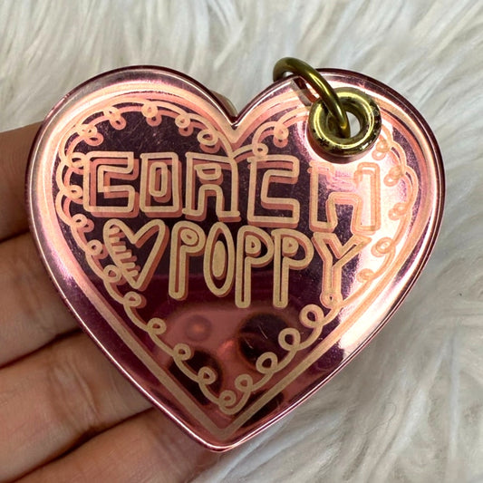 2” COACH POPPY Heart Pink Gold Charm