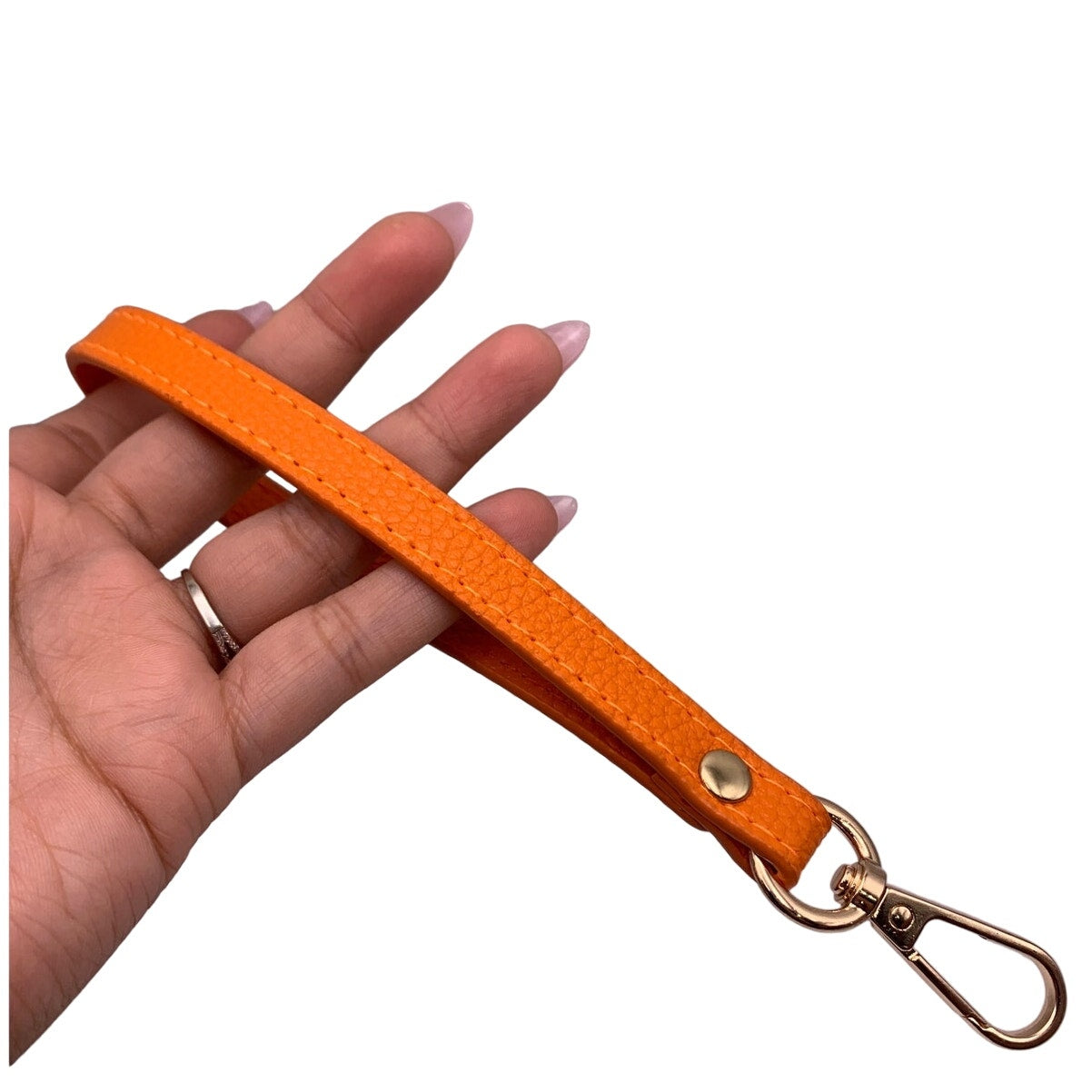 Orange and Gold Wrist Strap Bag Strap 20CM PU Leather Handles.