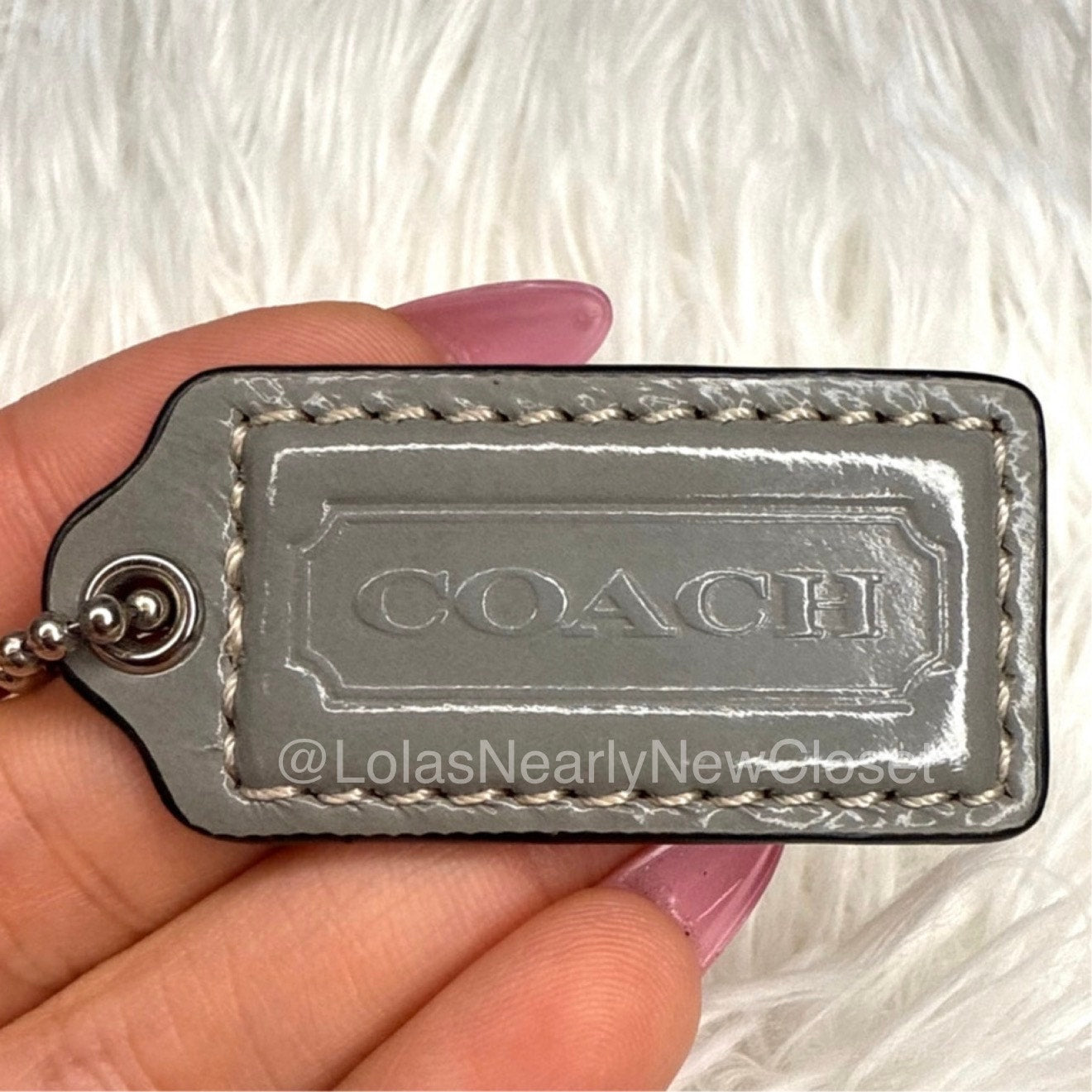 1.5" COACH Gray Fob Bag Charm Hang tag Hangtag