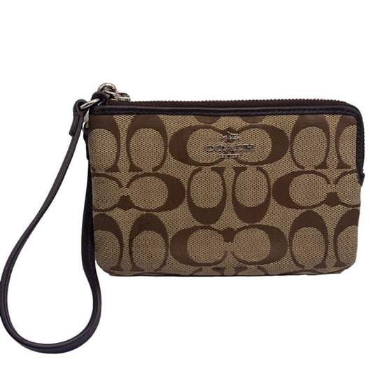 COACH Brown Signature Canvas Wristlet