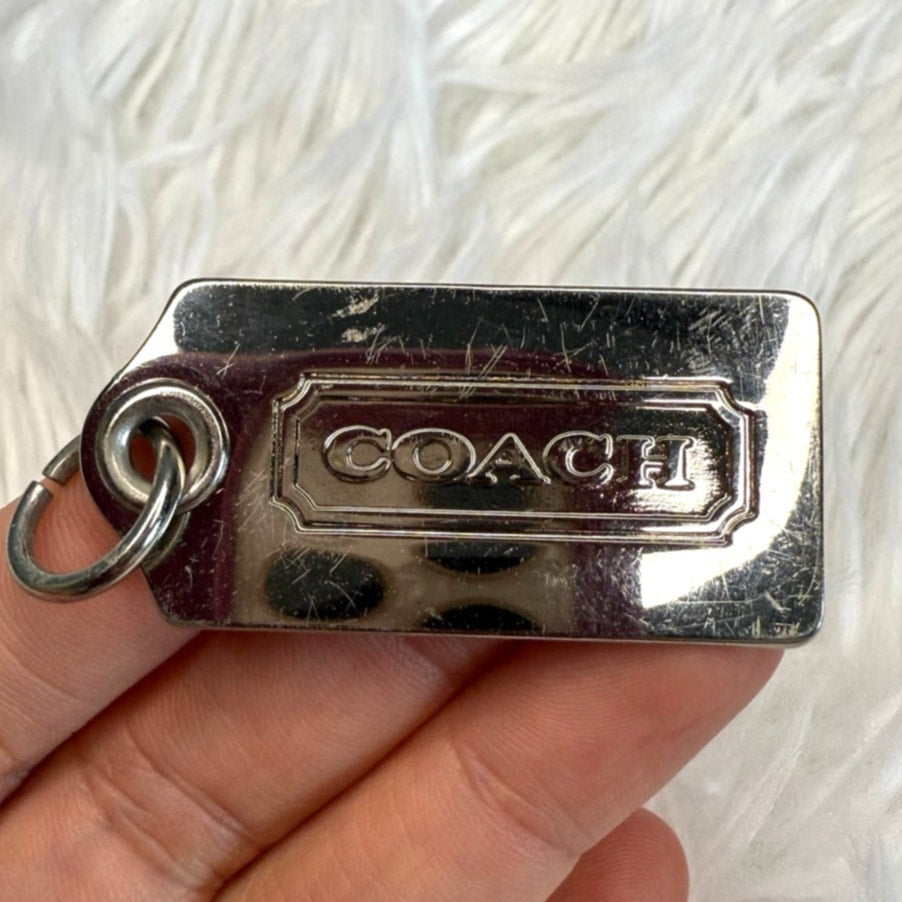 1.5” COACH Metal Silver Fob Bag Charm Hang tag Hangtag