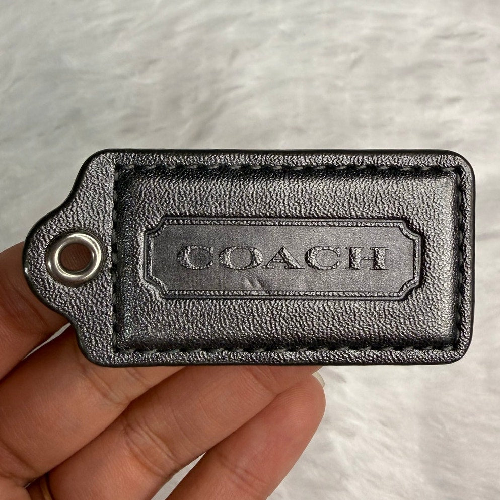 2" COACH Silver Gray Fob Bag Charm Hang tag Hangtag