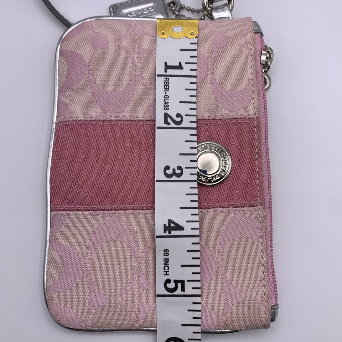 COACH Pink Silver Canvas Wristlet