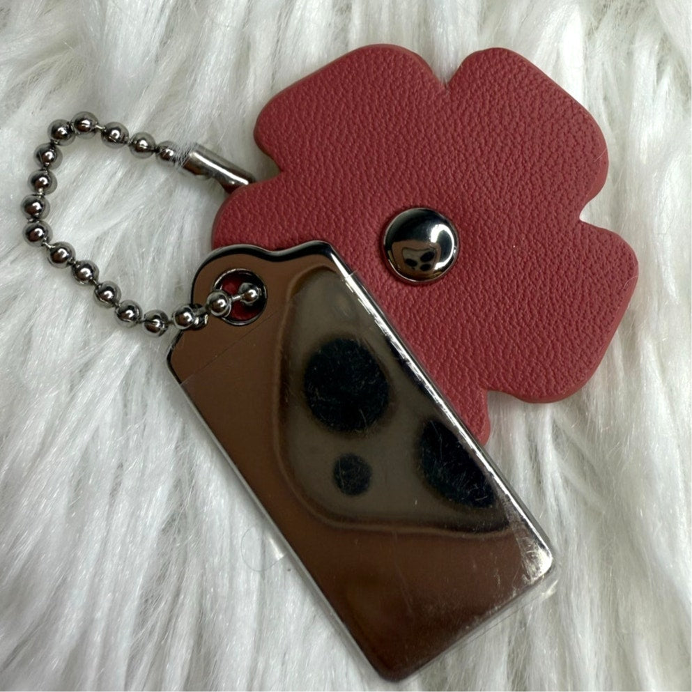 1" COACH Gold Tea Rose Flower Floral Bag Charm Hang Tag