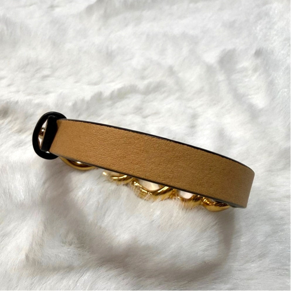 Coach Gold Chain Leather Bracelet