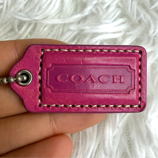 1.5" Hot Pink COACH  Fob Bag Charm Hang tag Hangtag