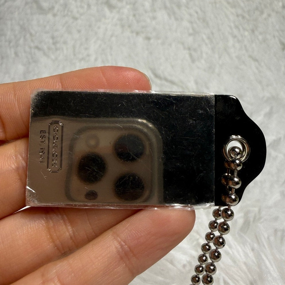 1.5" COACH Metal Silver Fob Bag Charm Hang tag Hangtag