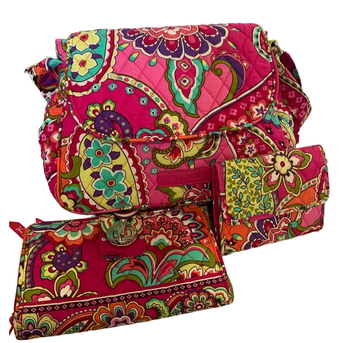 VERA BRADLEY Swirls Bundle set of 3 Crossbody, Full Wallet, & Small Wallet