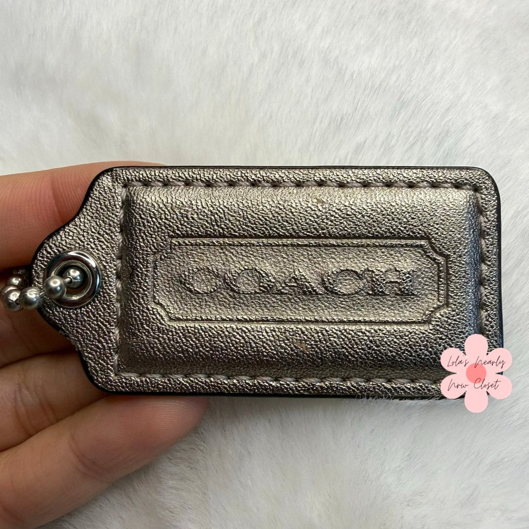 2” COACH Silver Fob Bag Charm Hang tag Hangtag