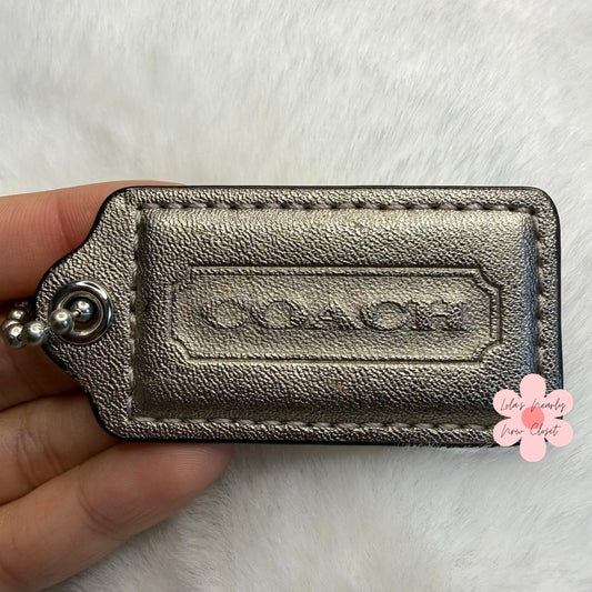 2” COACH Silver Fob Bag Charm Hang tag Hangtag