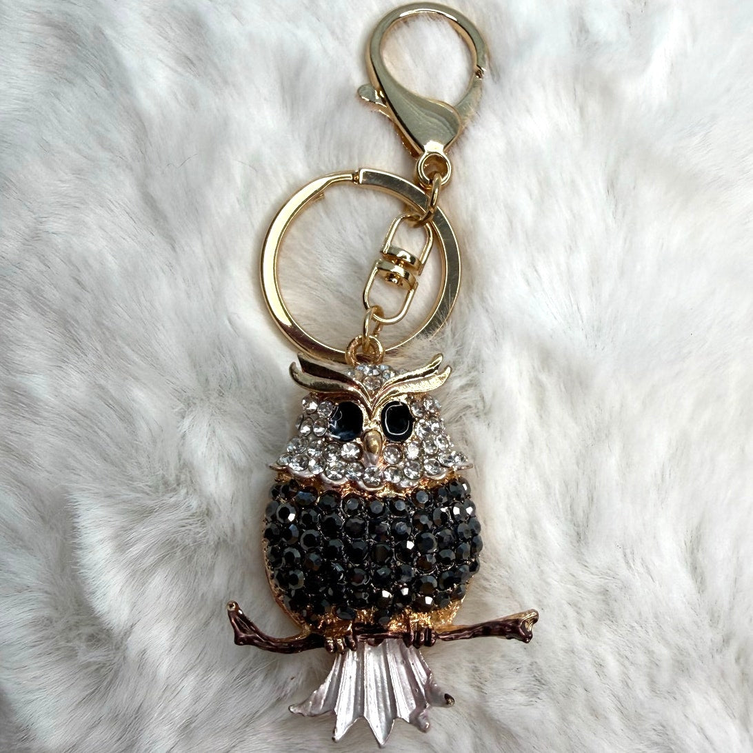Cute Animal Owl Rhinestone Crystal Owl Keychain Fashion Charm Bag Charm