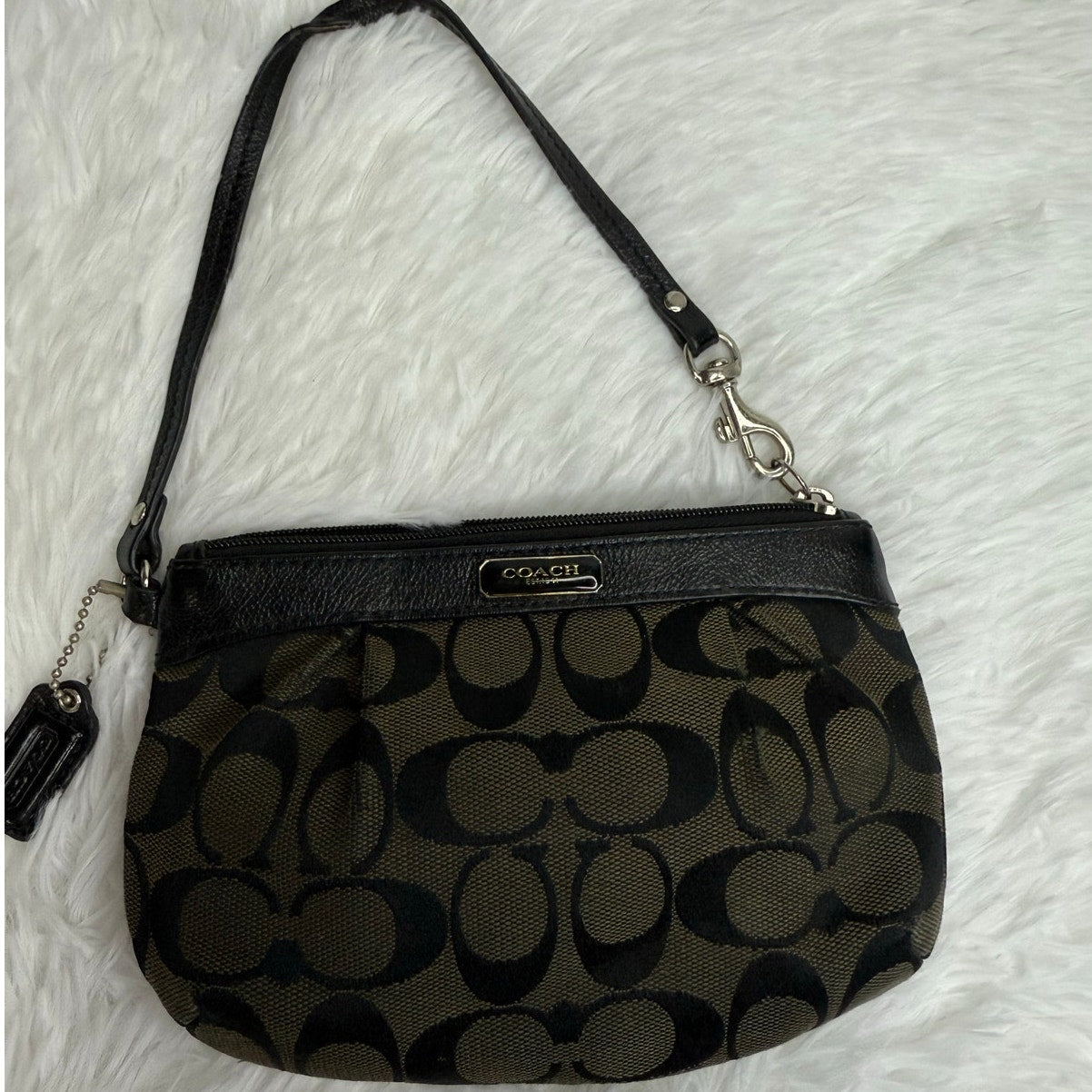 COACH Black Signature Canvas Wristlet