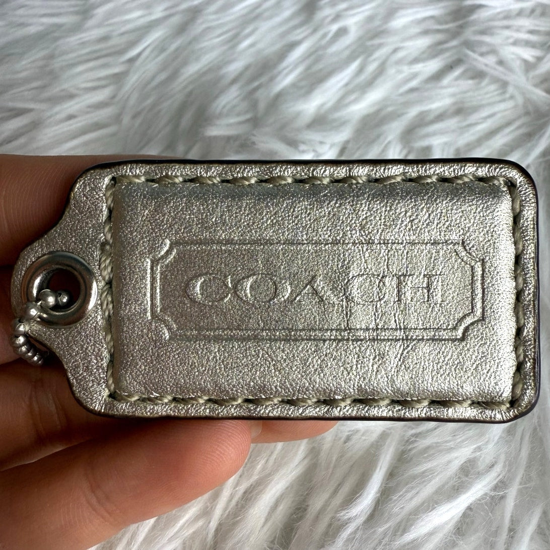2.5" COACH Silver Fob Bag Charm Hang tag Hangtag