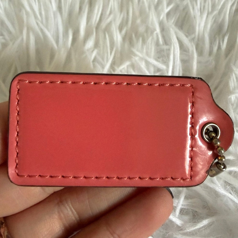 2" COACH Patent Leather Pink Fob Bag Charm Hang tag Hangtag