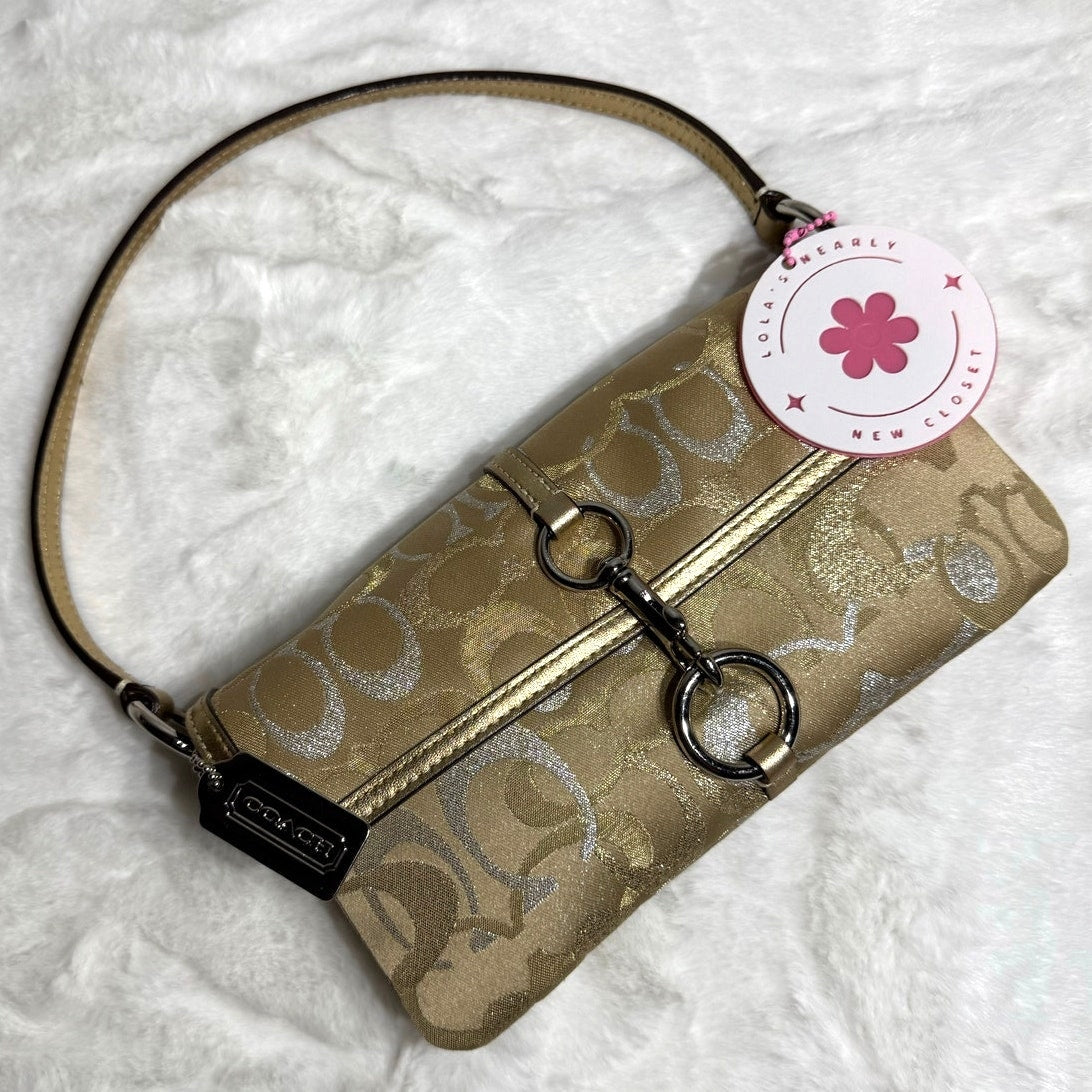 y2k COACH Vintage Demi Metallic Gold Silver Mini Purse