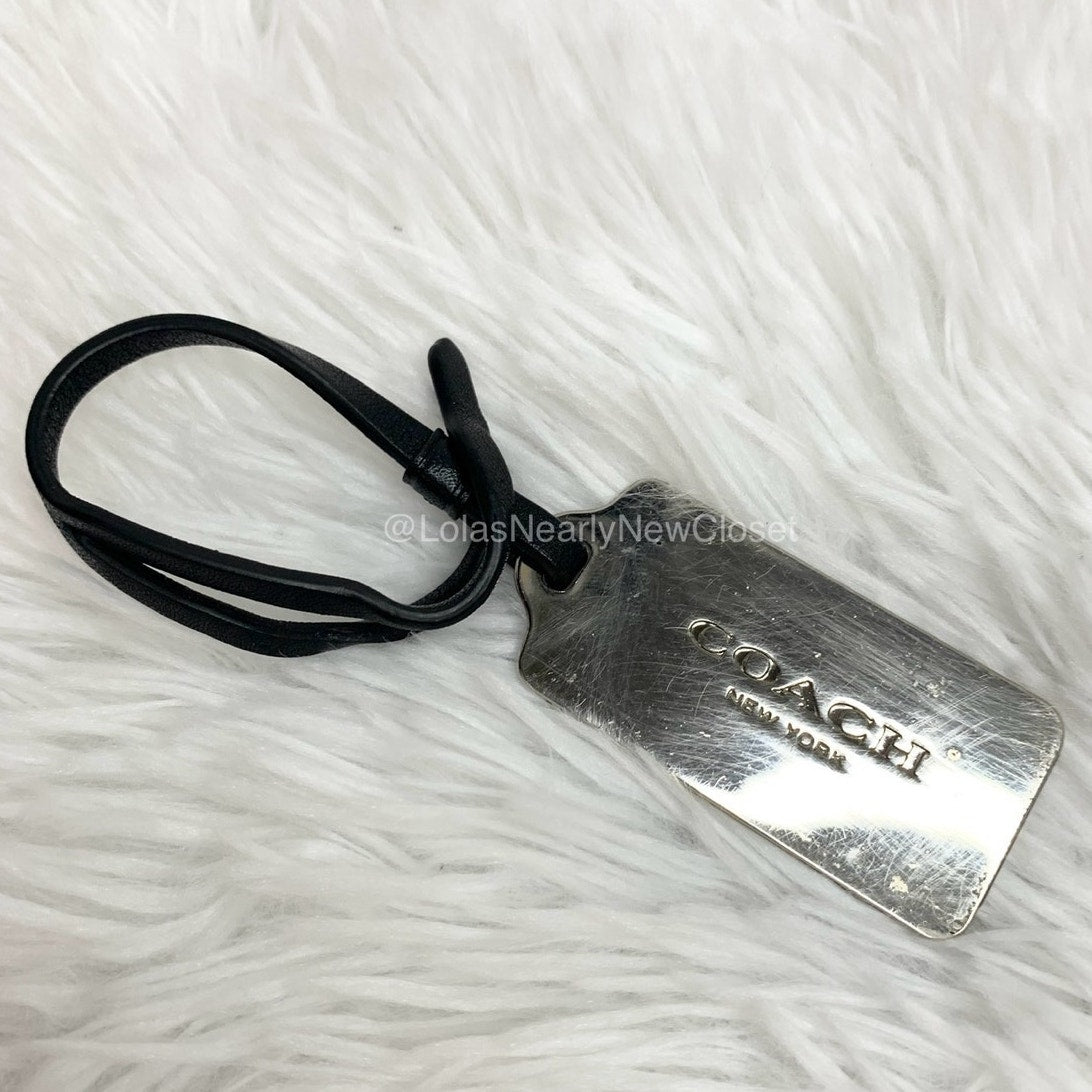 2" COACH Black Fob Bag Charm Hang tag Hangtag