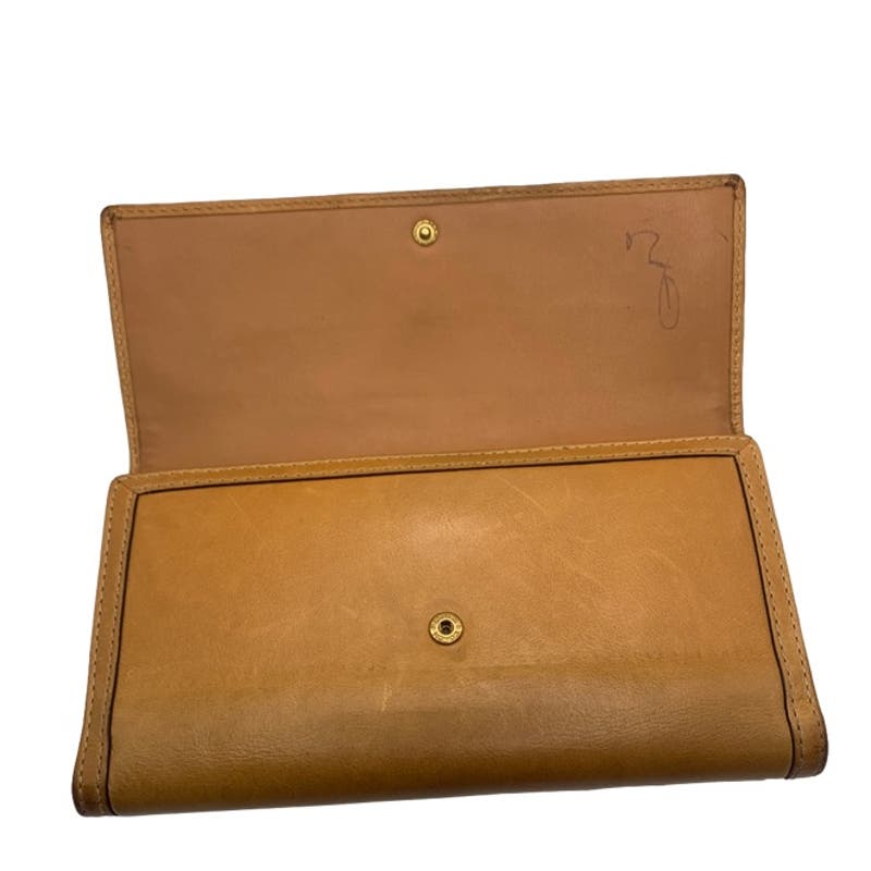 COACH Brown Leather Canvas Wallet with Checkbook Holder