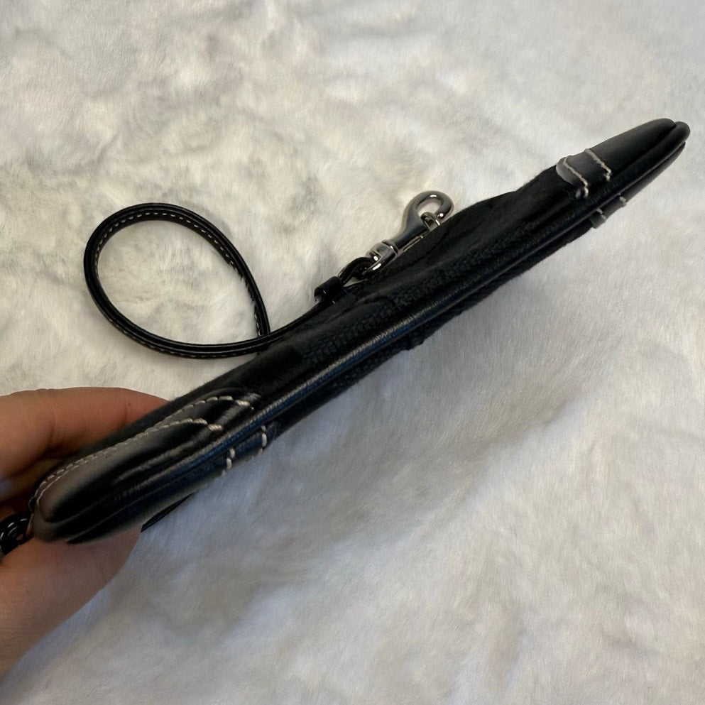 SALE COACH Black Signature Canvas Wristlet