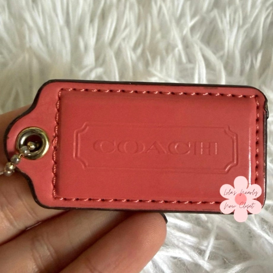 2" COACH Patent Leather Pink Fob Bag Charm Hang tag Hangtag