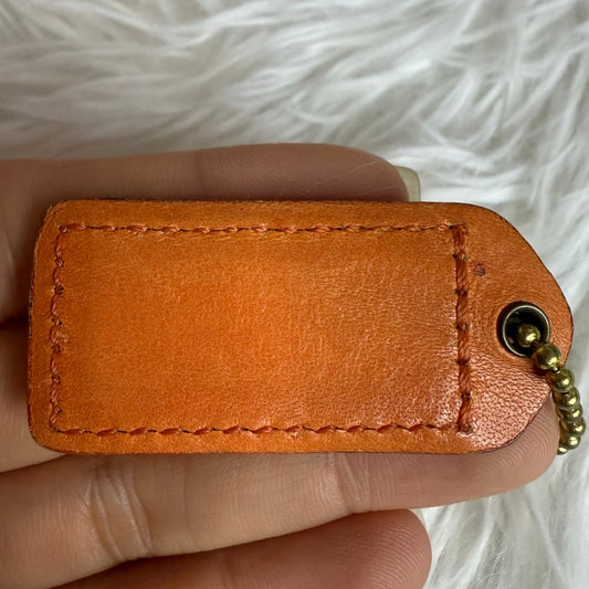 2" y2k COACH Orange Fob Bag Charm Hang tag Hangtag