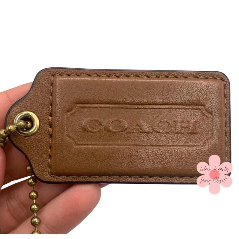 2.5" COACH Brown Fob Bag Charm Hang tag Hangtag