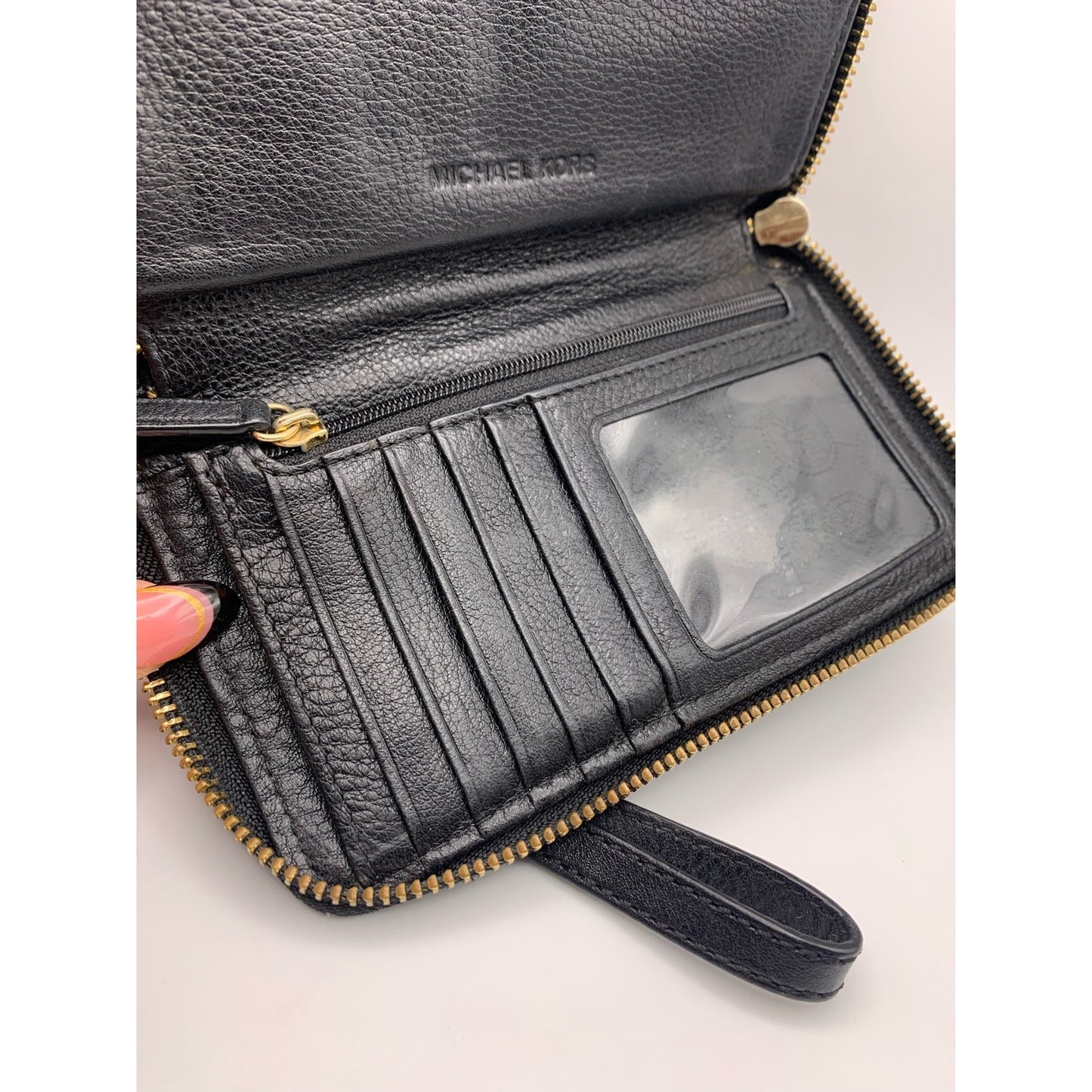 Michael Kors Black Zip Around wallet with Phone Holder