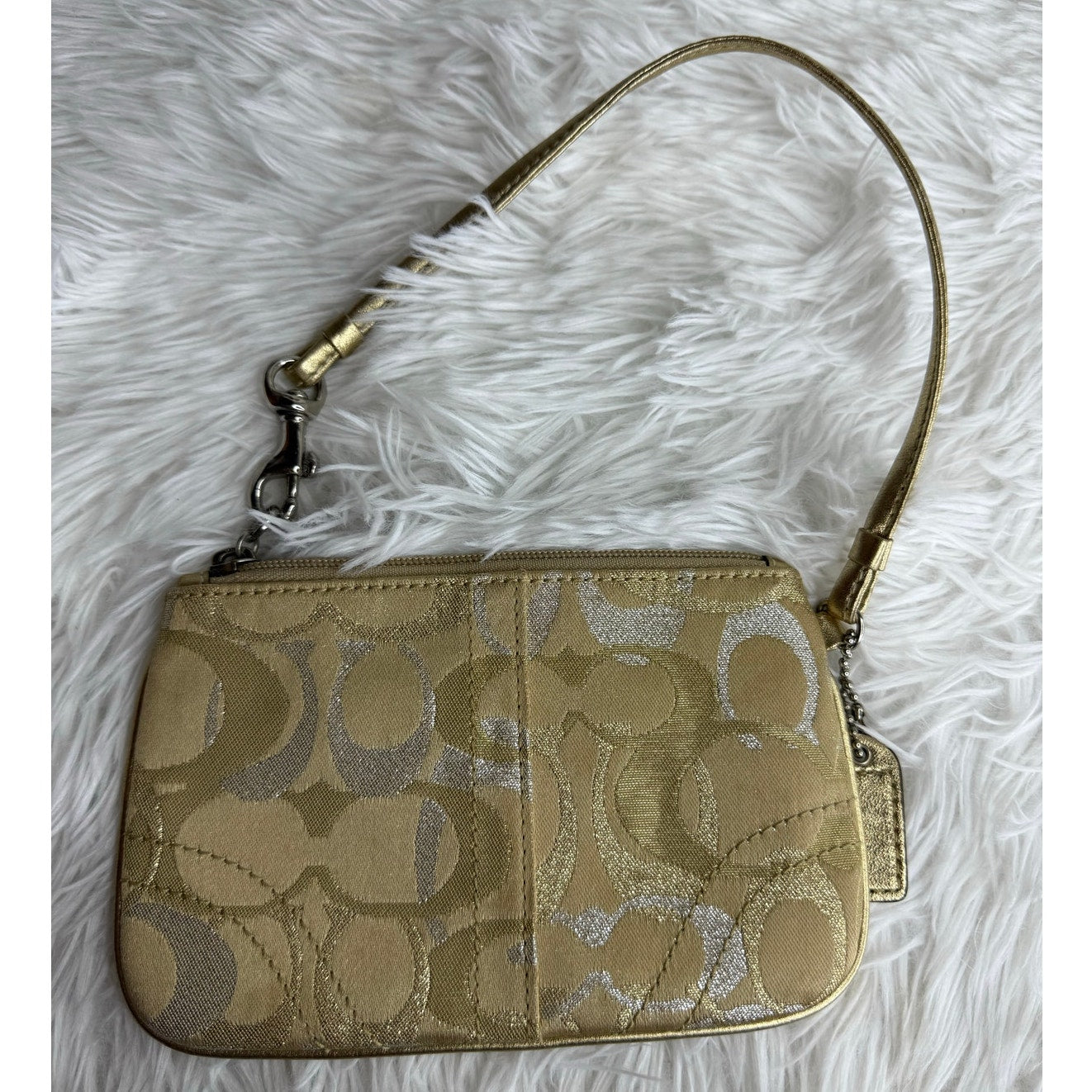 COACH Gold Silver Signature Wristlet