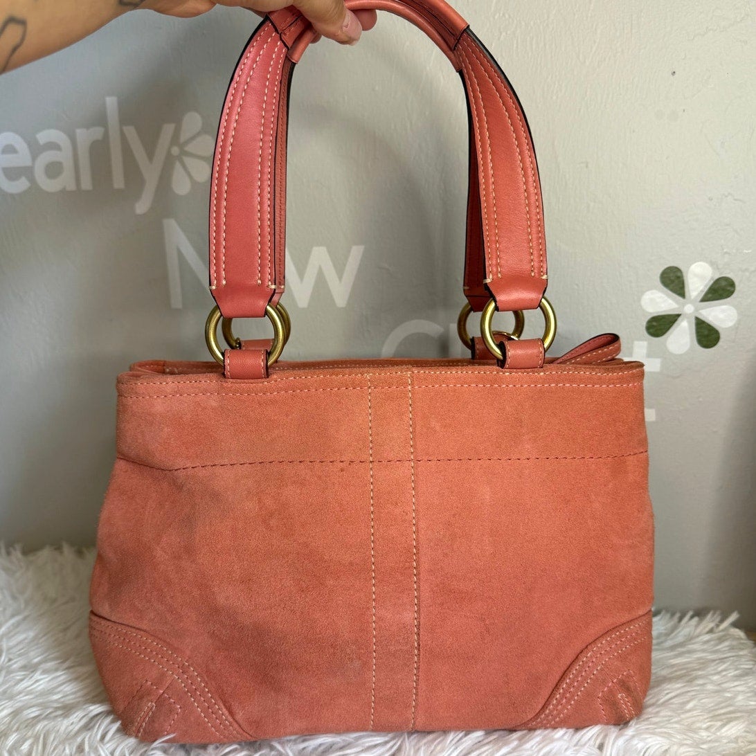 y2k COACH Vintage Soho Buckle Tan Suede Satchel Handbag