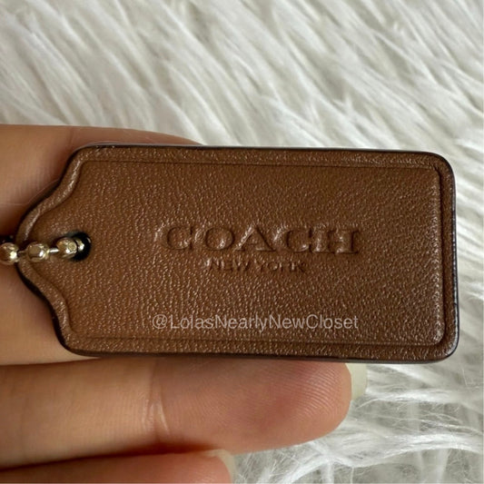 1.5" COACH Brown Fob Bag Charm Hang tag Hangtag