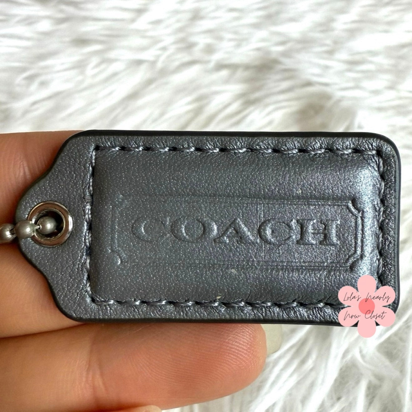 1.5" COACH Blue Fob Bag Charm Hang tag Hangtag