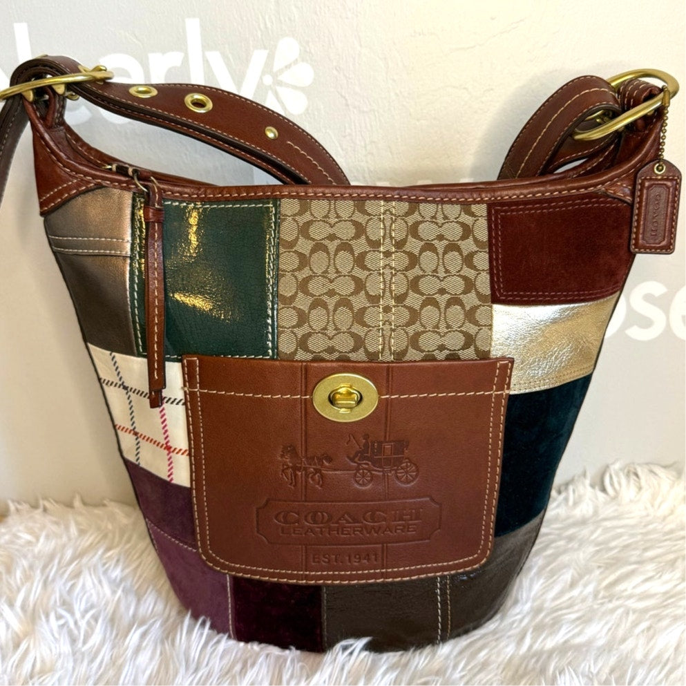 y2k Coach Bleeker 11356 Holiday Patchwork Hobo Bag Purse