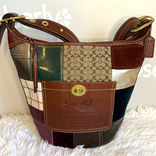 y2k Coach Bleeker 11356 Holiday Patchwork Hobo Bag Purse