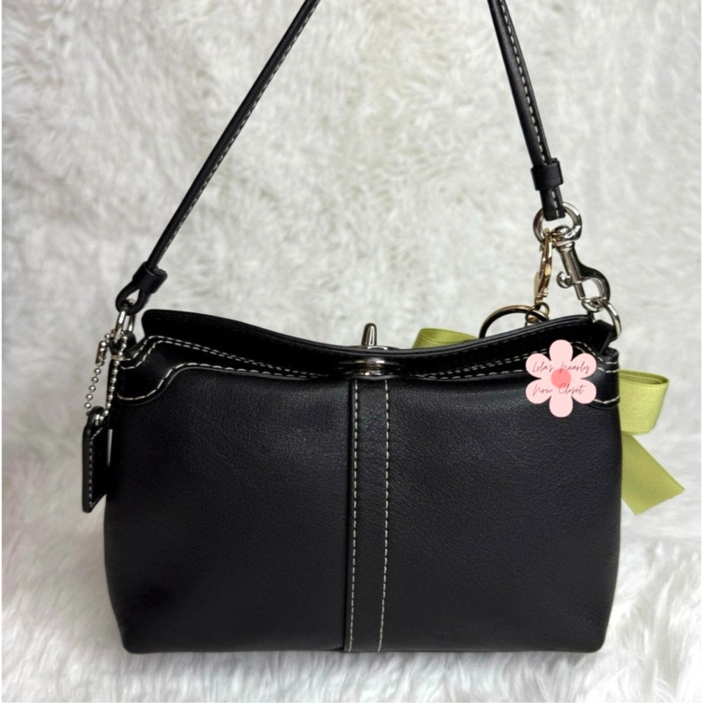 y2k COACH Black Signature Canvas Mini Purse Wristlet