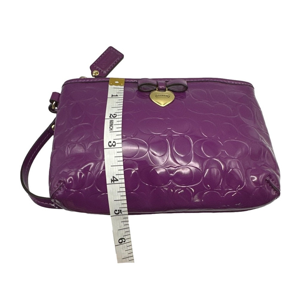 COACH Patent Leather Purple Heart Wristlet