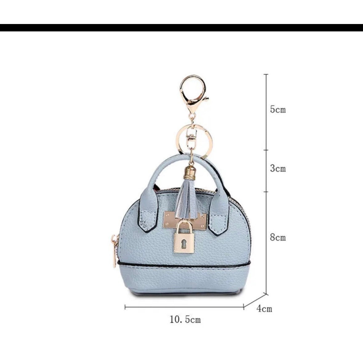 Blue (1) Mini Tote Bag Keychain Coin Purse Pu Leather for Mini Pouch Zipper