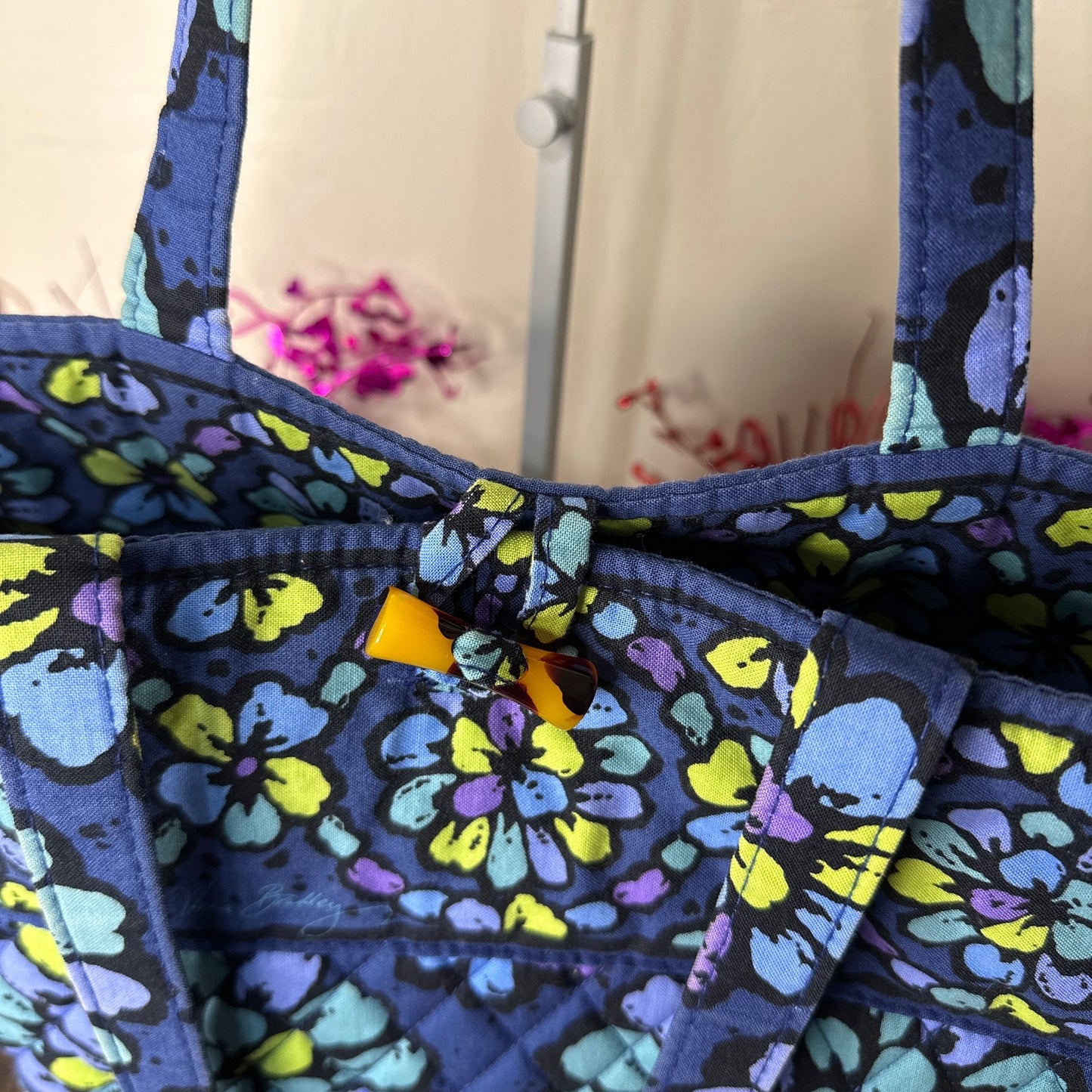 VERA BRADLEY Indigo Pop Blue Flower Tote