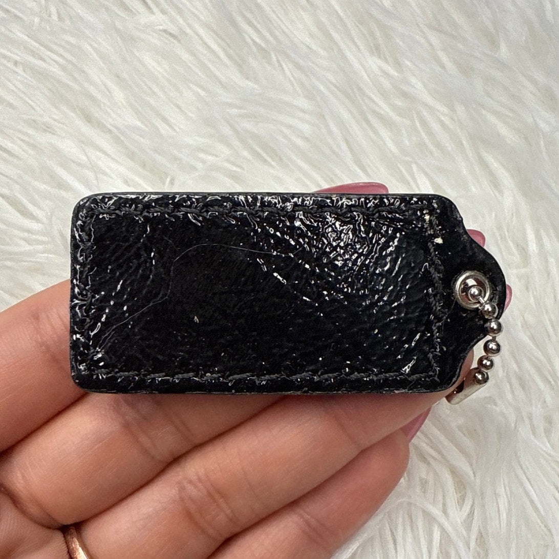 2" COACH Black Patent Leather Fob Bag Charm Hang tag Hangtag
