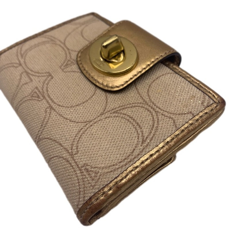 COACH Brown Gold Signature Canvas Wallet