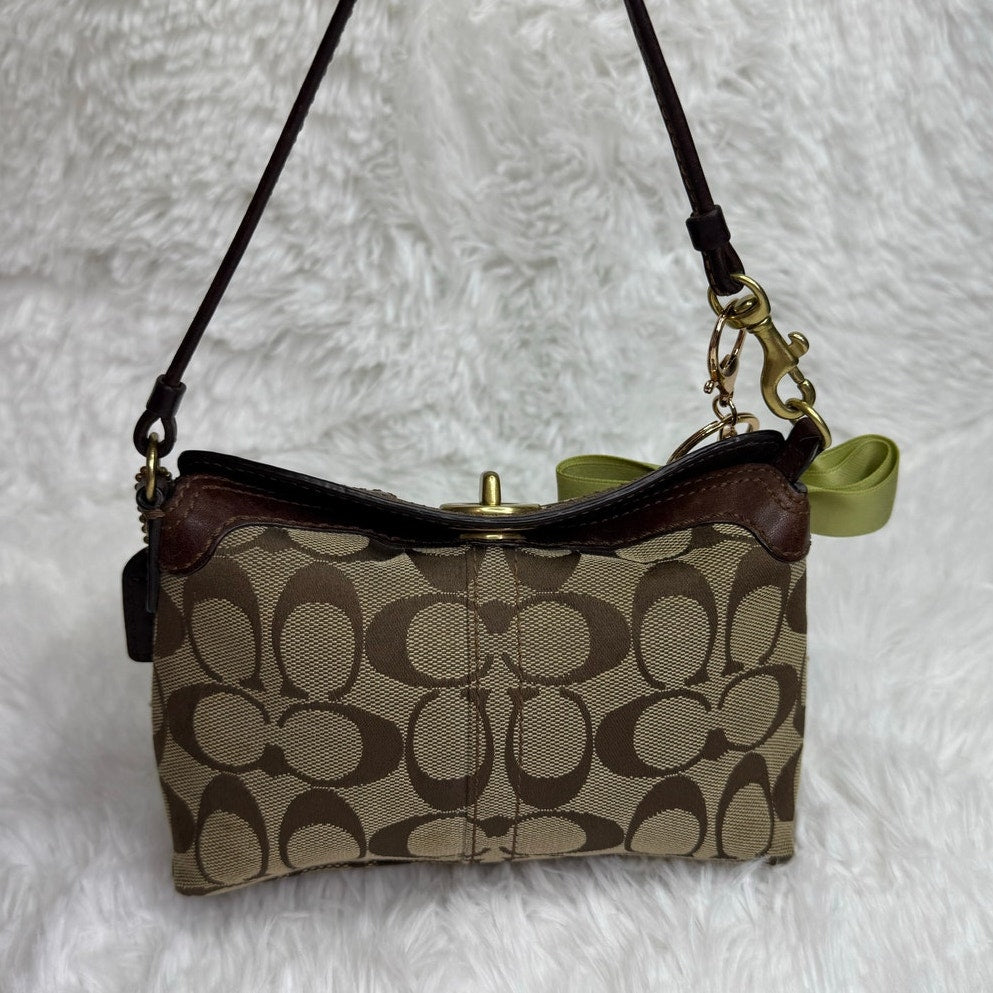 COACH y2k Brown Signature Canvas Mini Purse / Wristlet