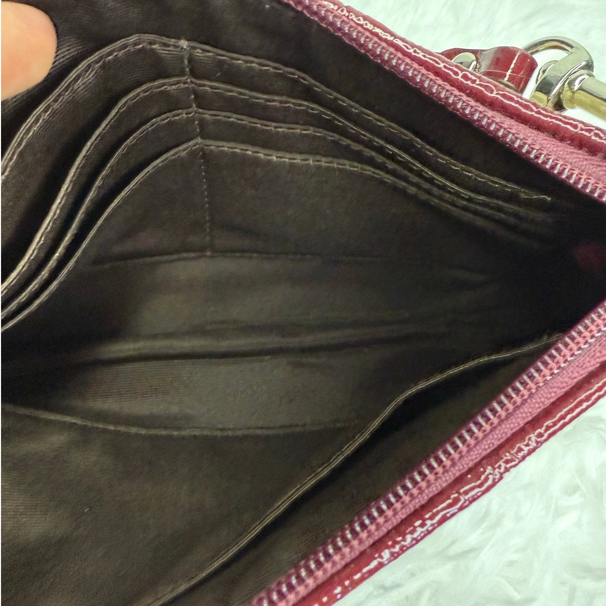 COACH y2k Brown Burgundy Signature Wristlet w/ Card Slots