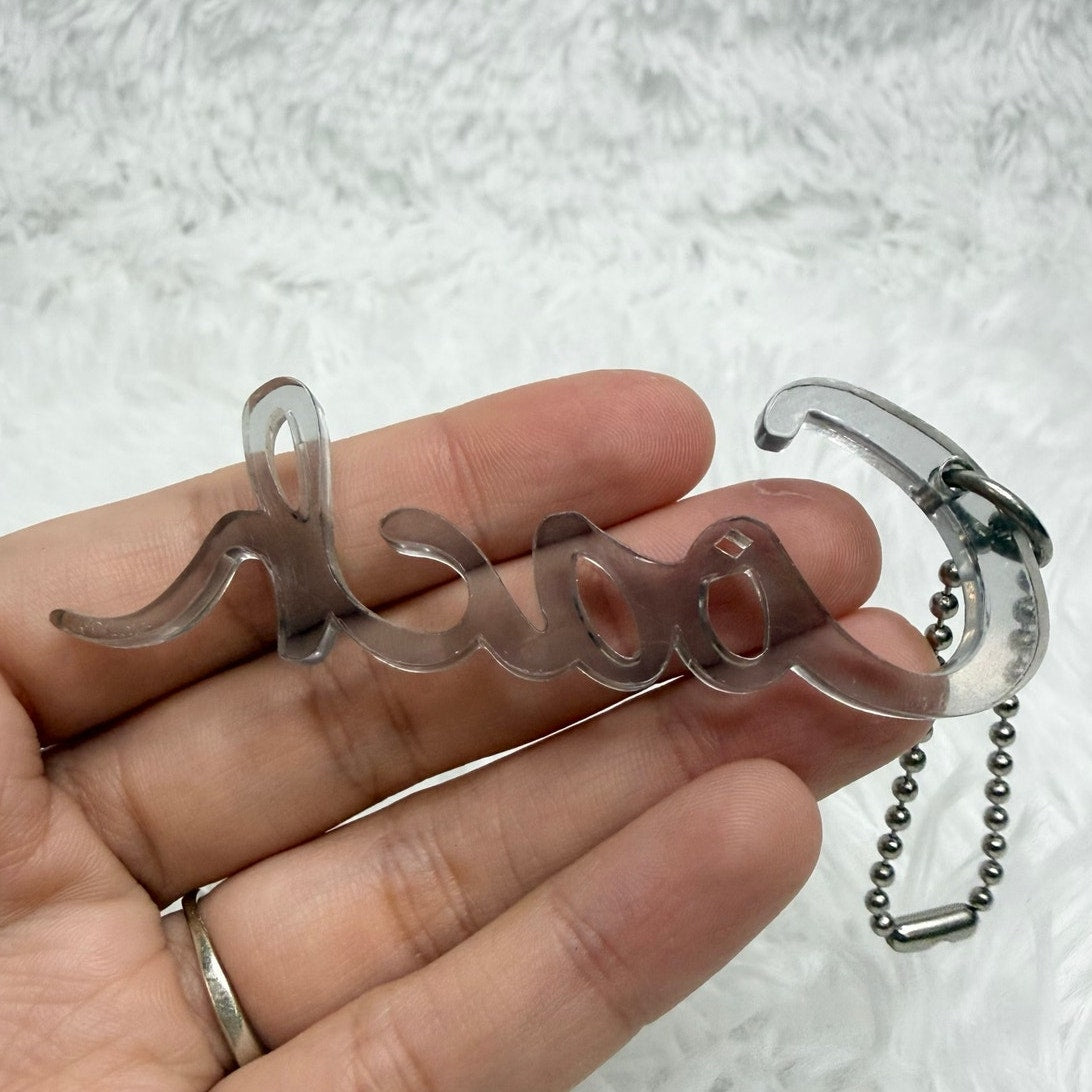 3" COACH Poppy Script Gray Fob Bag Charm Hang tag Hangtag