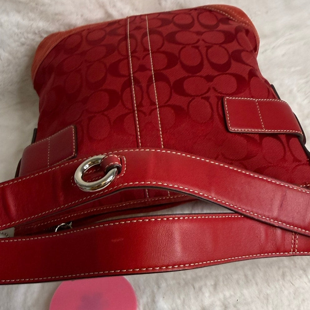 y2k Coach Vintage Soho Red Jacquard Shoulder Bag Crossbody
