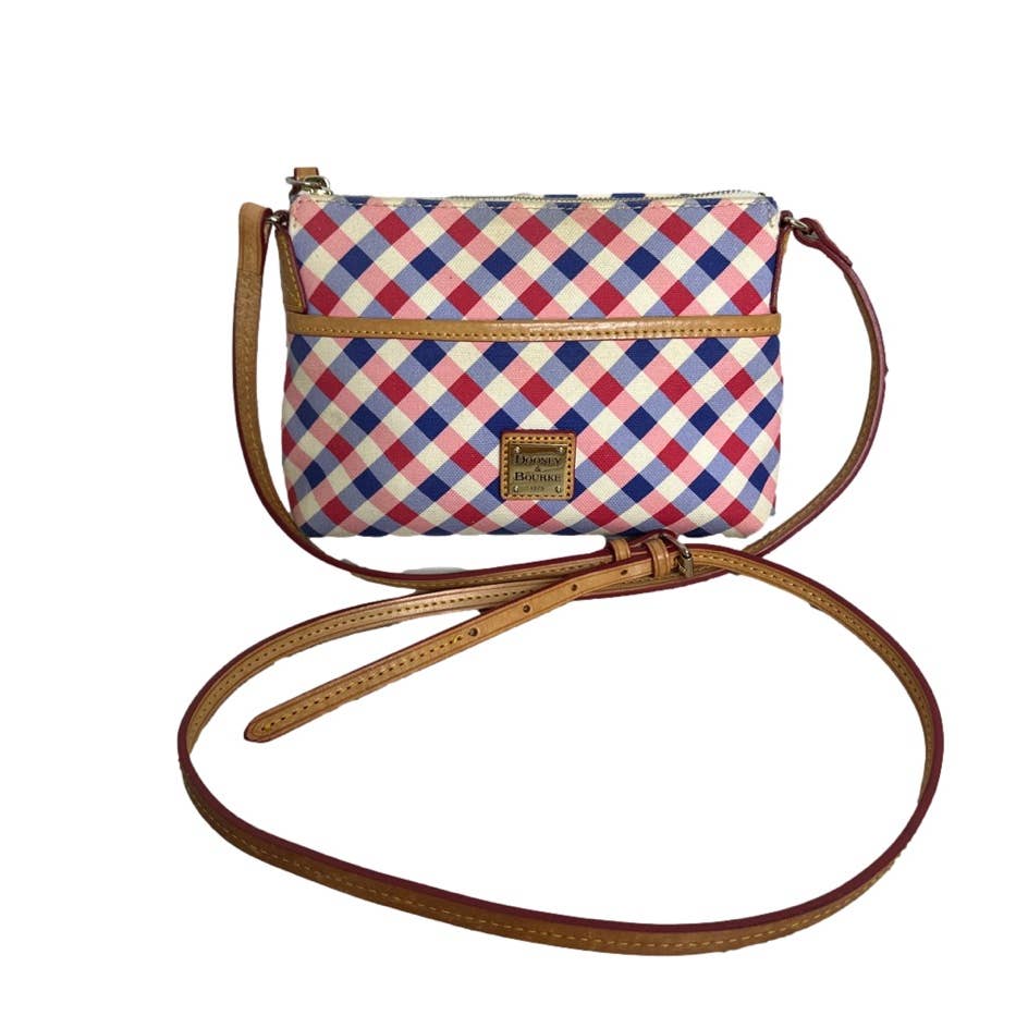 DOONEY & BOURKE Plaid Blue Red and White Canvas Crossbody