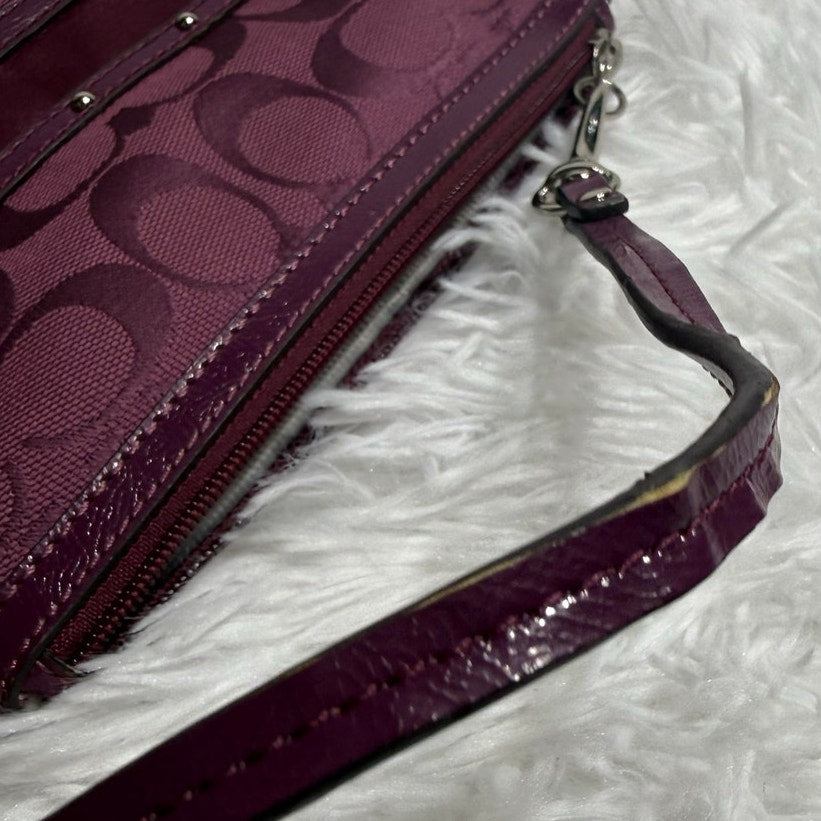 COACH Purple Signature Canvas Wristlet